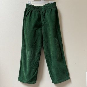 Green Corduroy Pants with Elastic Waist